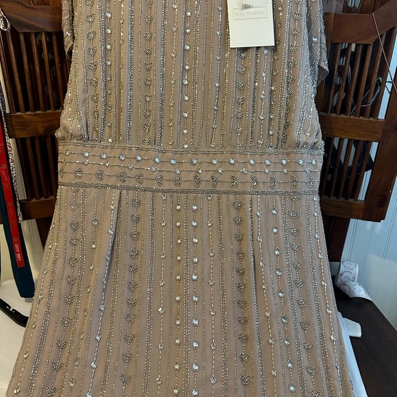 (135) ❤️ BNWT MAC DUGGAL BEADED CAP SLEEVE COLUMN MIDI DRESS #93649 - Picture 8 of 9